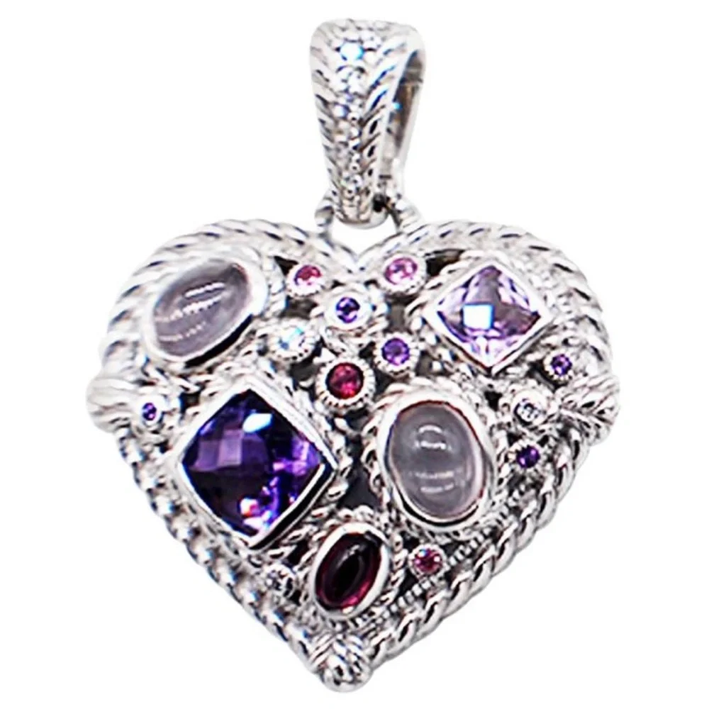 Judith Ripka heart moonstone with Judith Ripka chain - Picture 1 of 5
